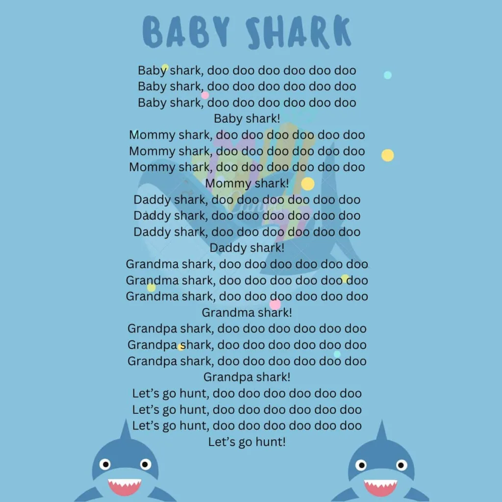 Baby shark songs with lyrics.
